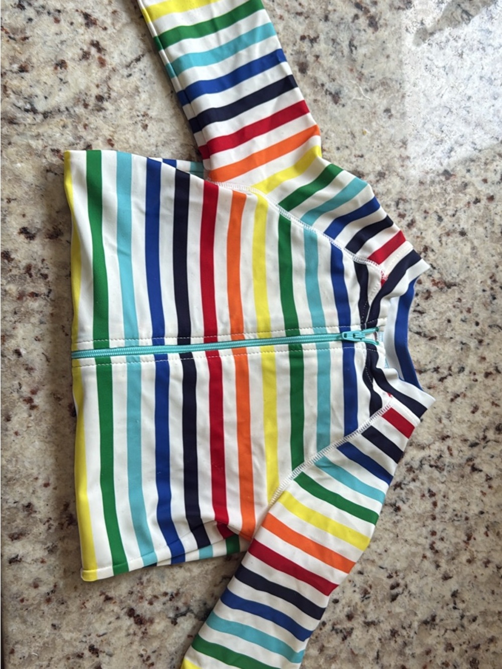 Toddler Rainbow Stripe Zip-Up Rash Guard